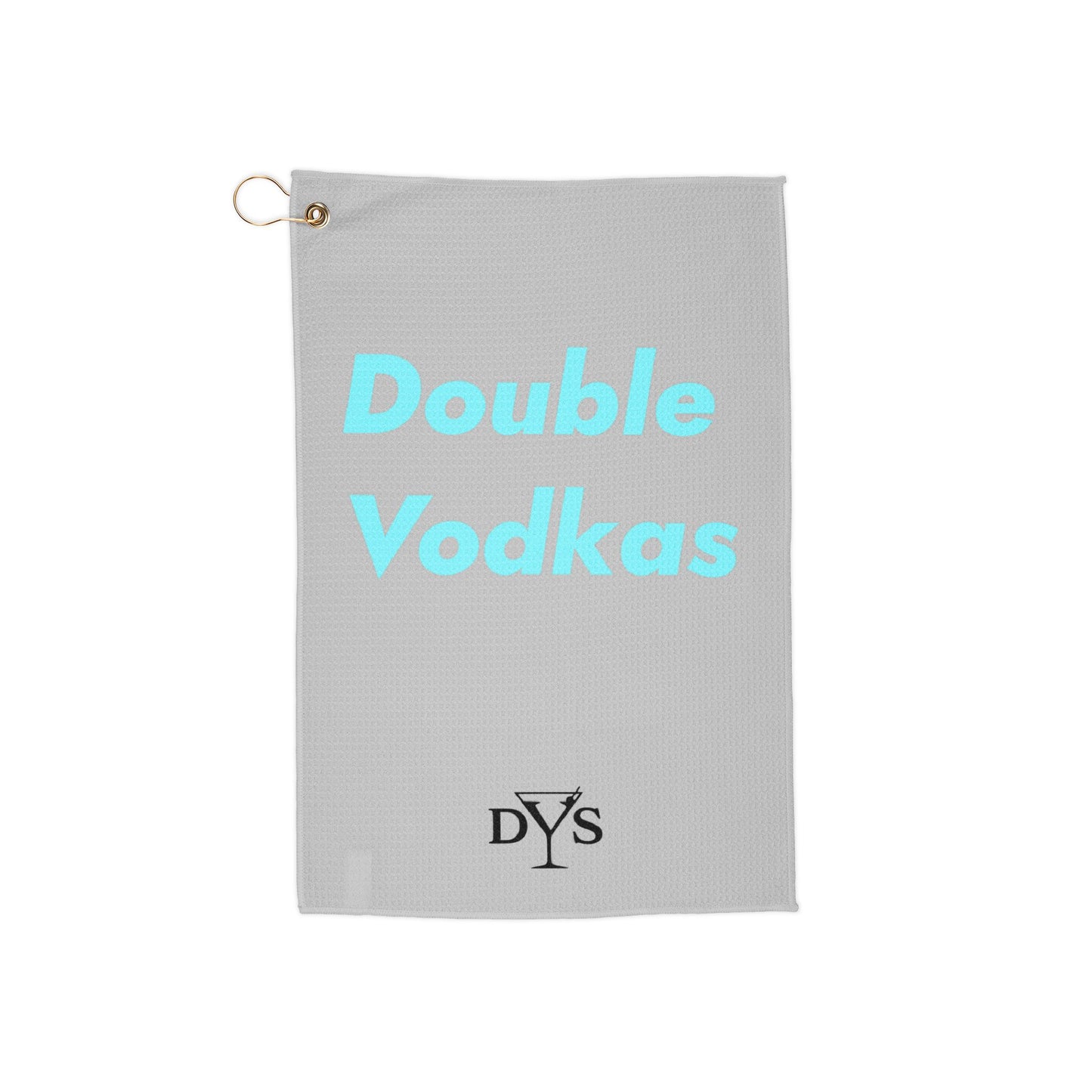 Golf Towel – 'Double Vodkas' Printed Golf Towel with Grommet & Clip